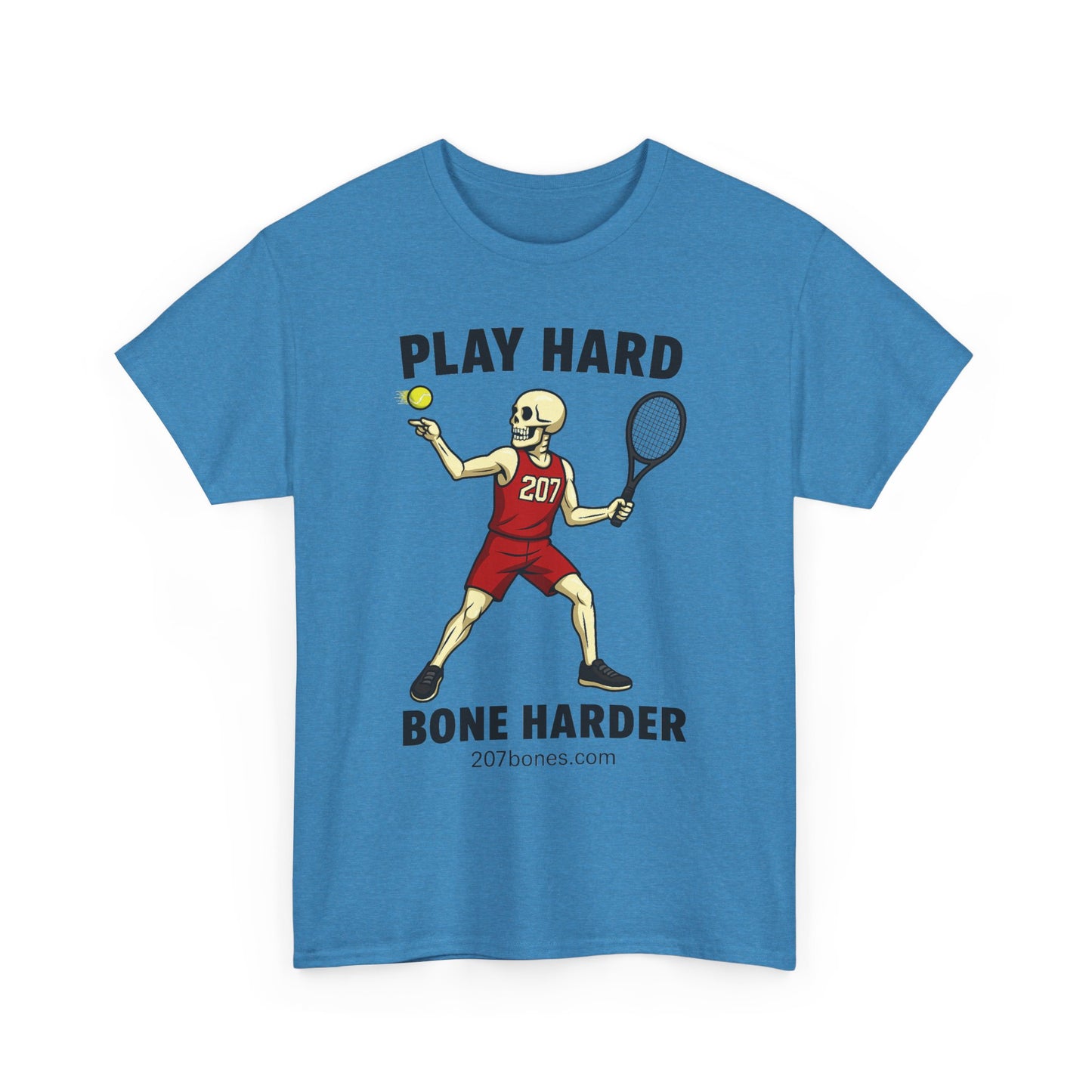 Play Hard Bone Harder Unisex Heavy Cotton Tee, Funny Sports Tee, Playful Gift for Athletes, Summer Casual Wear, Unique Workout Shirt
