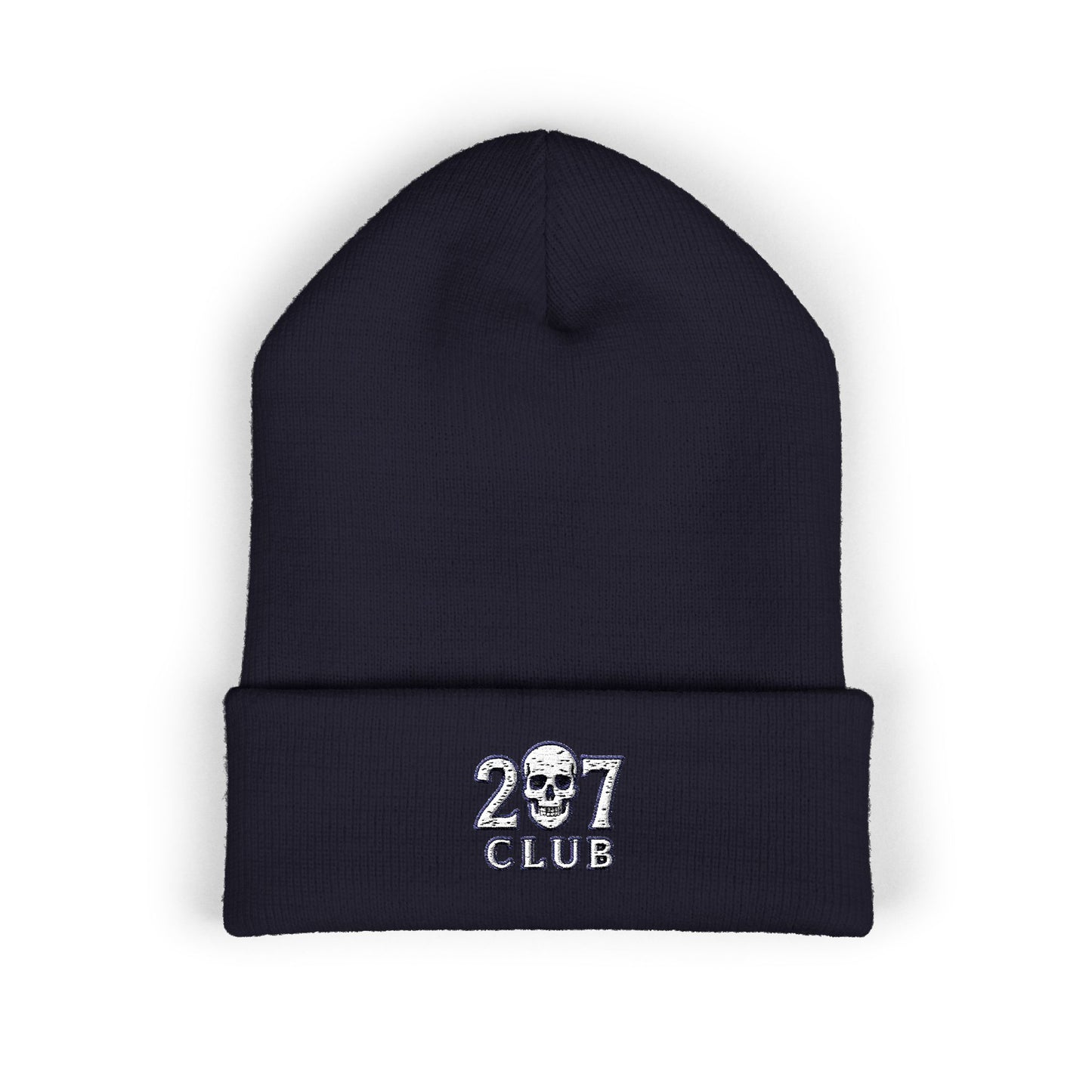 Classic Cuffed Beanie with 207 Skull Club Embroidery, Winter Hat, Gift for Him/Her, Streetwear Accessory, Unisex Beanie