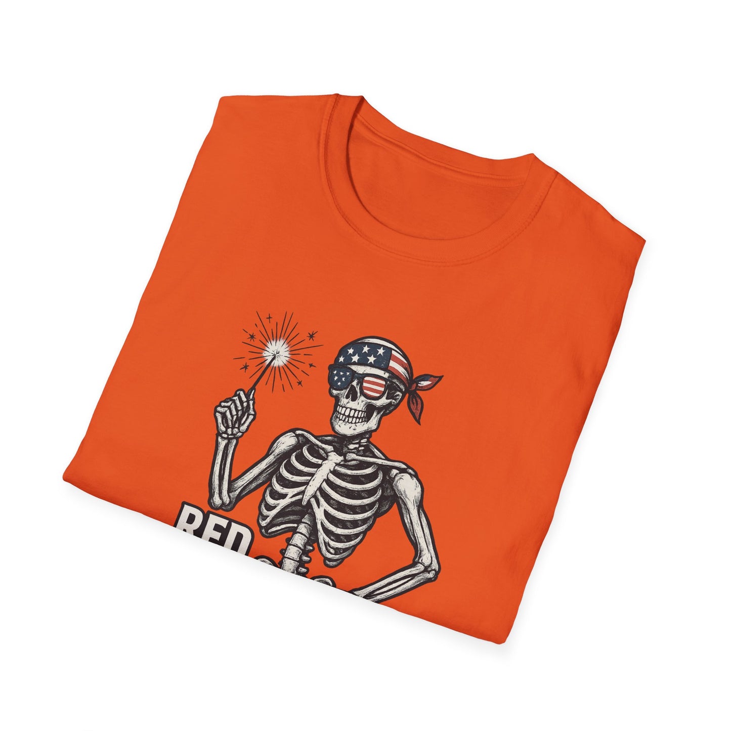 Patriotic Skeleton T-Shirt, Red White and Bone Shirt, Unisex Halloween Tee, Independence Day Gift, Fun Casual Apparel
