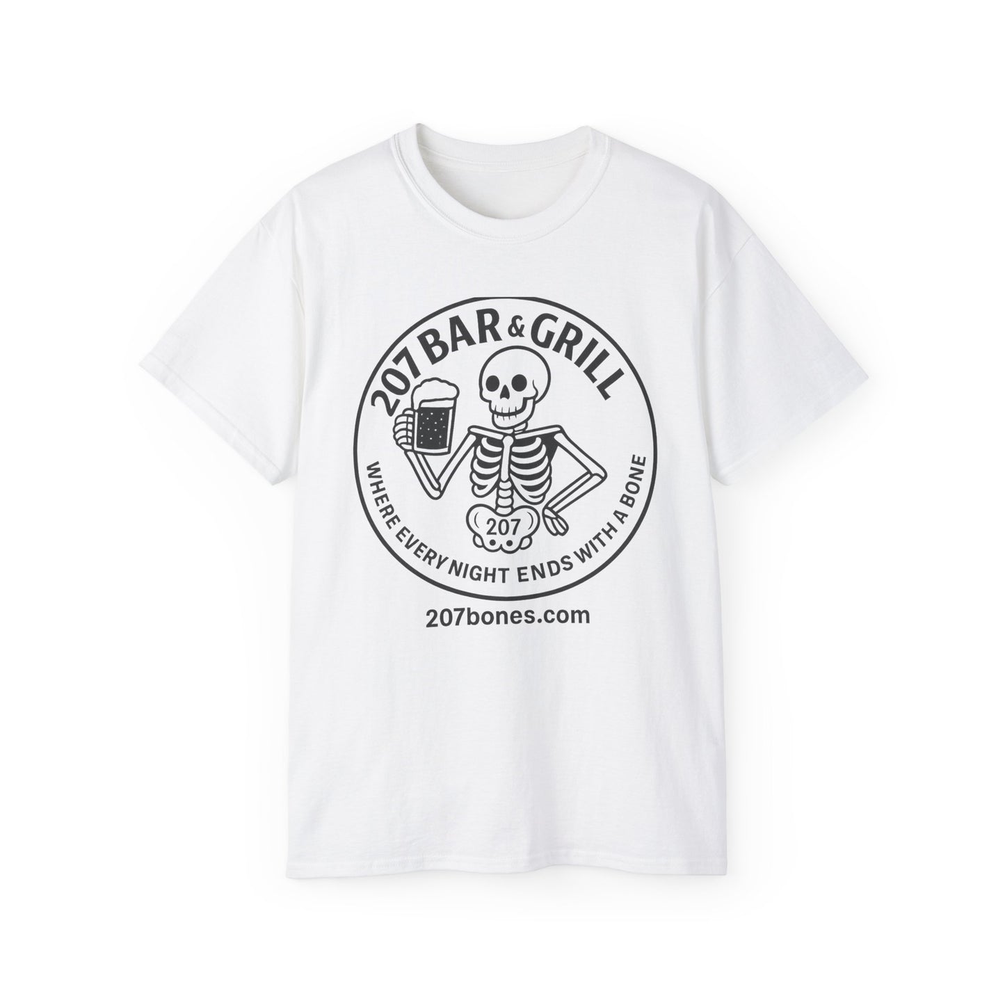 Skeleton Bar & Grill Tee, Fun Unisex Cotton T-Shirt for Halloween, Party Wear, Gift Idea, Casual Outfit