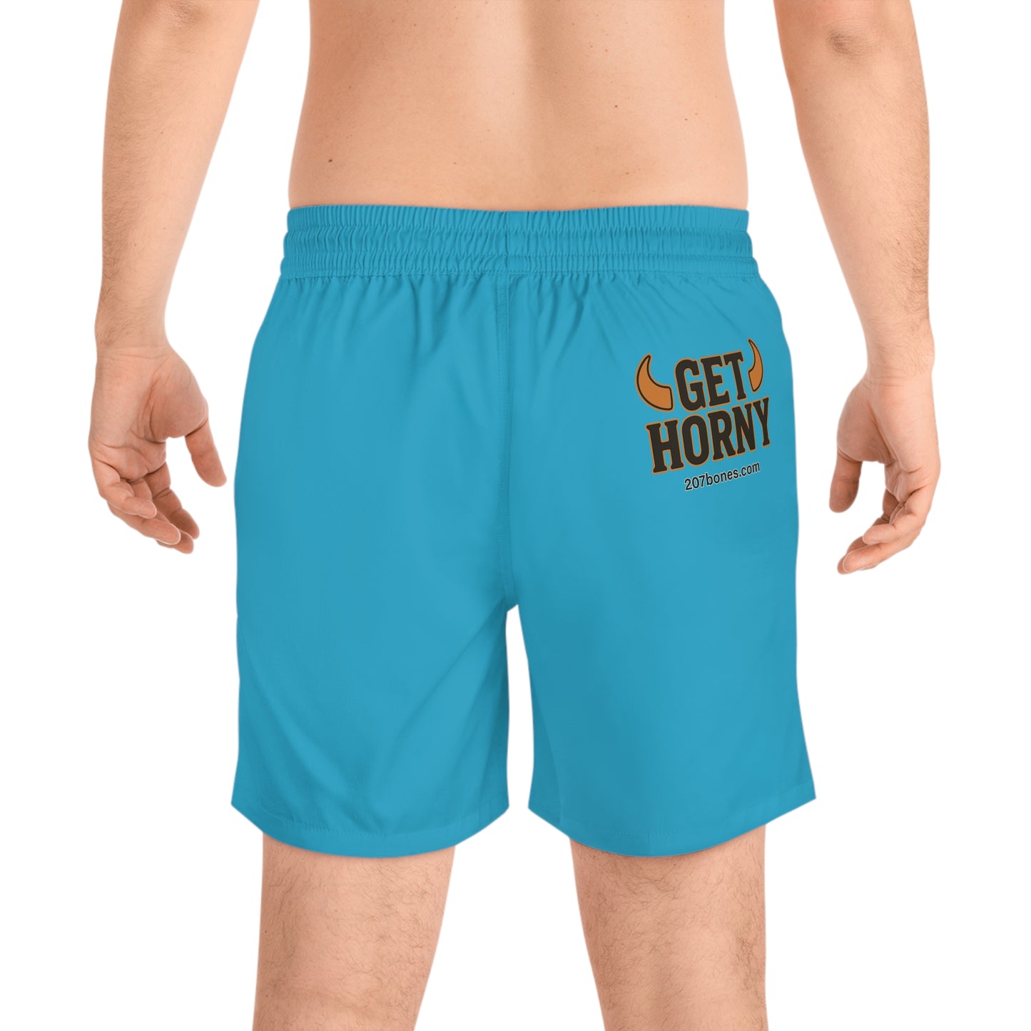 Men's Swim Shorts, Swimwear for Beach, Summer Fun, Pool Party, Stylish Swim Trunks, Trendy Beach Attire, Get Horny Design
