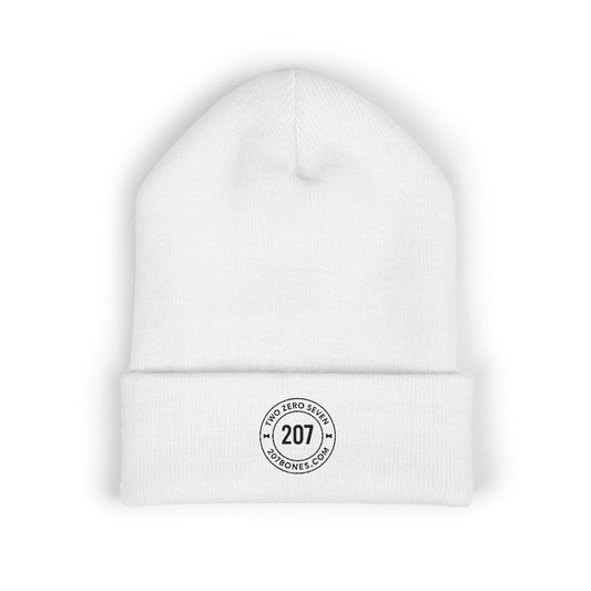 Classic Cuffed Beanie with Vintage Embroidery, Cozy Knit Hat for Winter, Perfect Gift for Him/Her