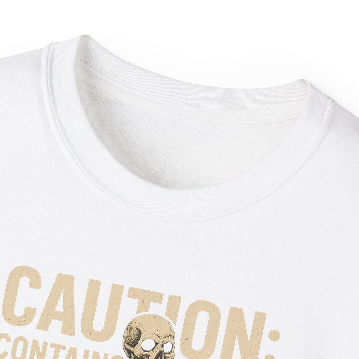 Caution Extra Bone Skeleton Tee, Funny Halloween Shirt, Unisex Spooky T-Shirt, Gift for Bone Lovers, Unique Skull Graphic Tee