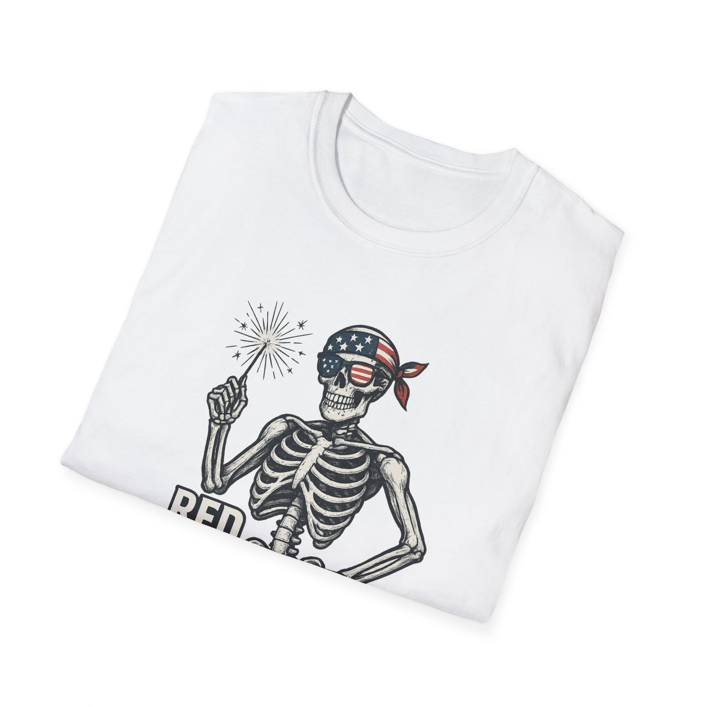 Patriotic Skeleton T-Shirt, Red White and Bone Shirt, Unisex Halloween Tee, Independence Day Gift, Fun Casual Apparel