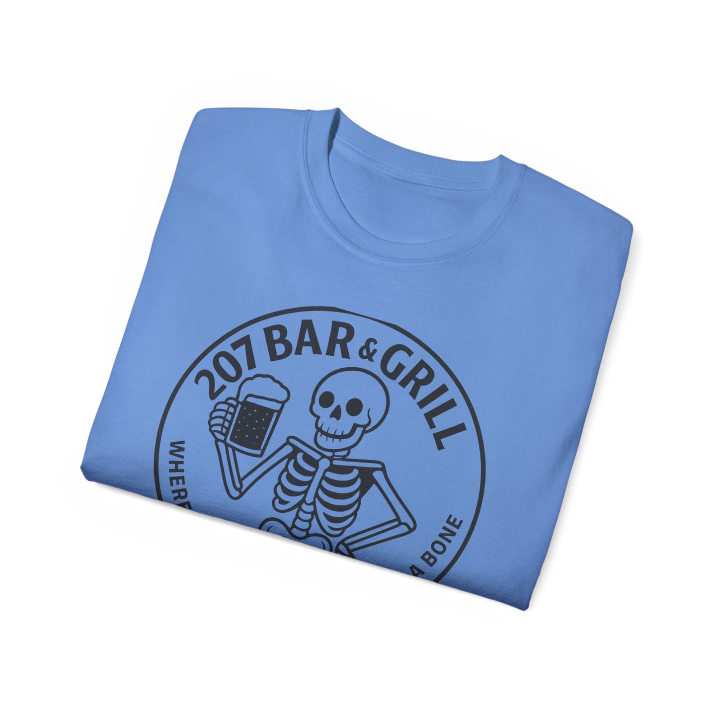 Skeleton Bar & Grill Tee, Fun Unisex Cotton T-Shirt for Halloween, Party Wear, Gift Idea, Casual Outfit