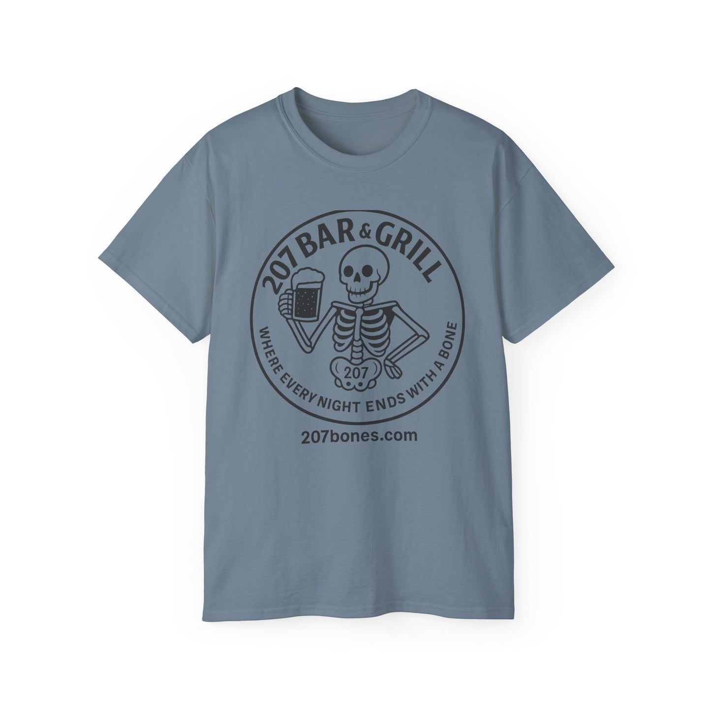 Skeleton Bar & Grill Tee, Fun Unisex Cotton T-Shirt for Halloween, Party Wear, Gift Idea, Casual Outfit