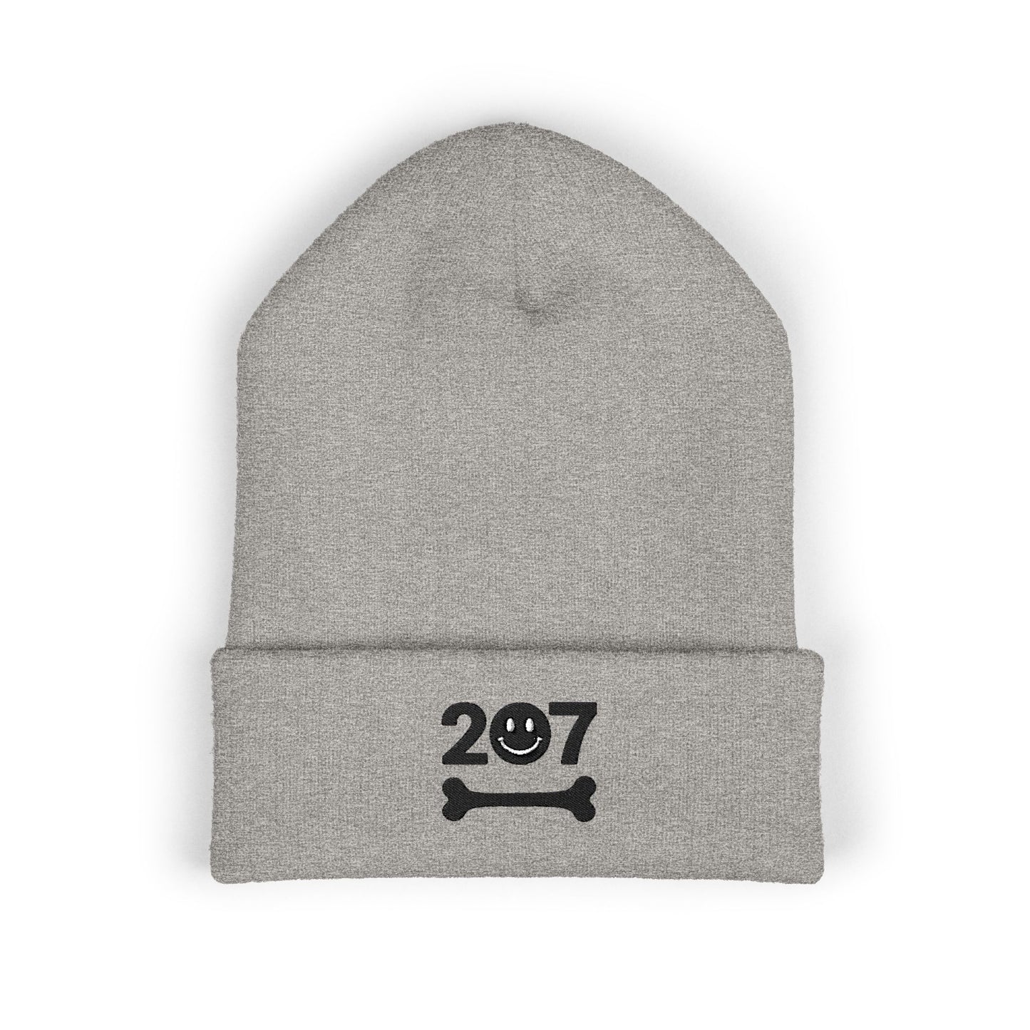 Classic Cuffed Beanie with 207 Embroidery, Trendy Winter Hat, Casual Streetwear Accessory, Unique Gift for Him or Her