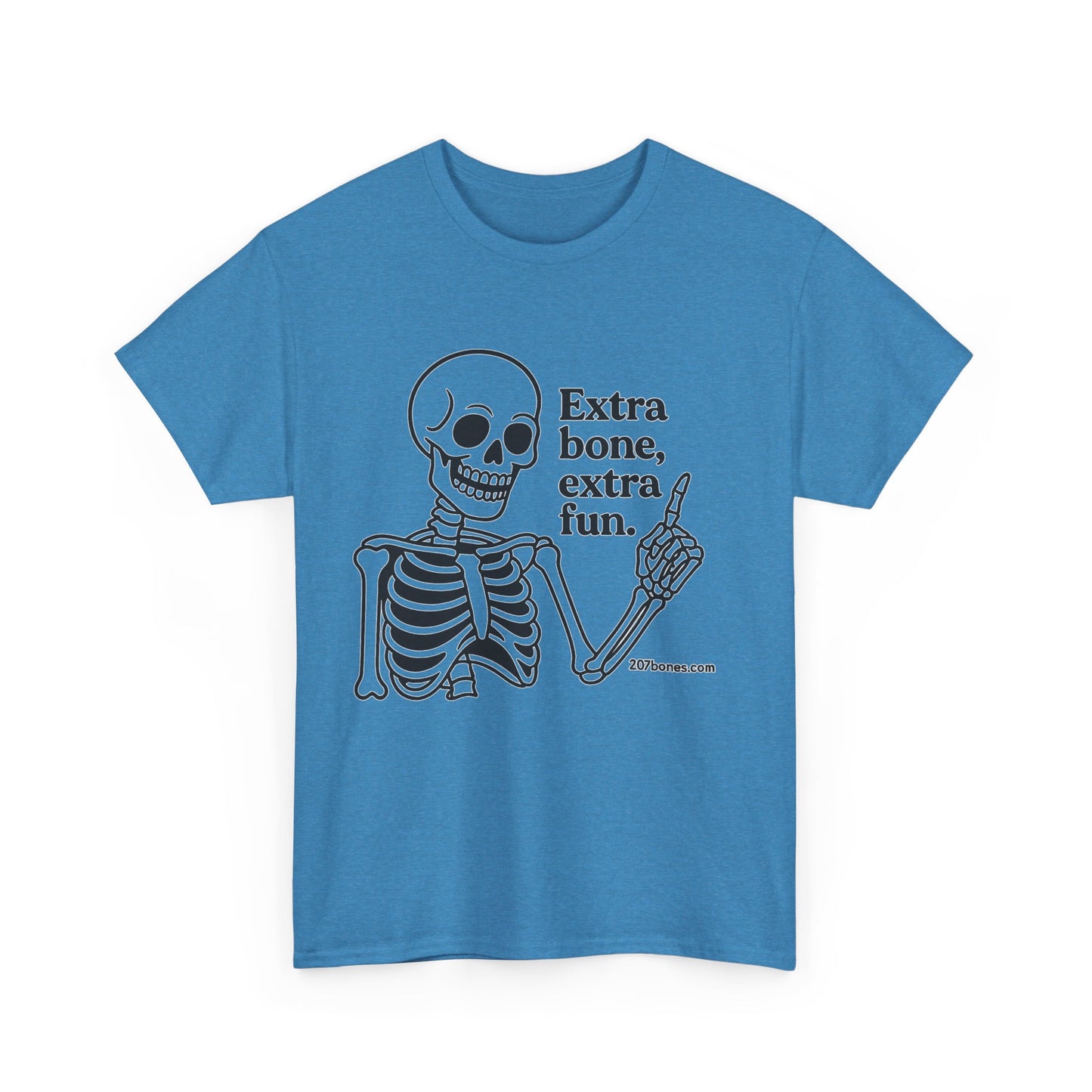 Extra Bone Extra Fun Skeleton Tee, Halloween T-Shirt, Funny Unisex Shirt, Spooky Gift, Graphic T-Shirt for Parties