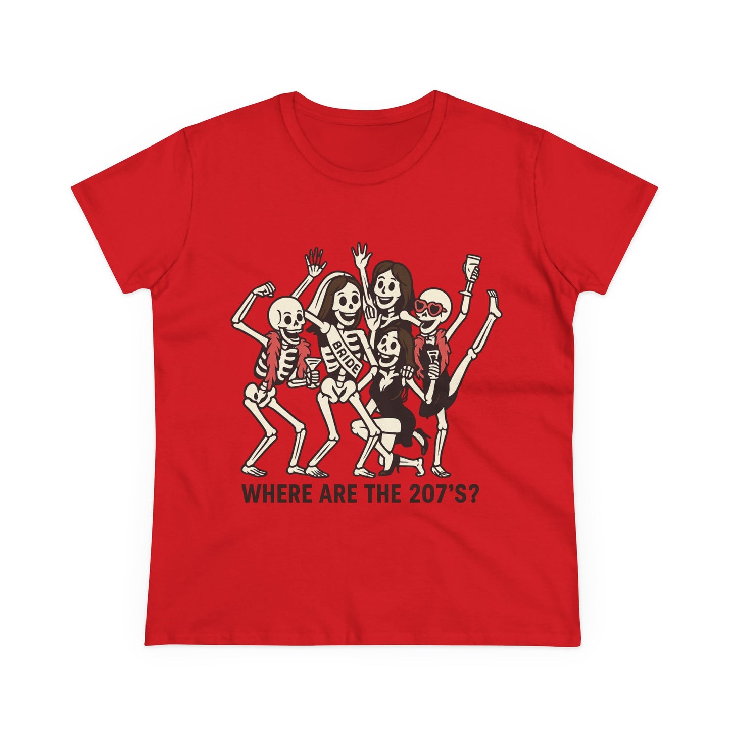 Skeleton Party Women's Tee - Spooky Fun T-Shirt for Halloween, Casual Wear, Gift for Friends, Party Outfit, 207'S Theme