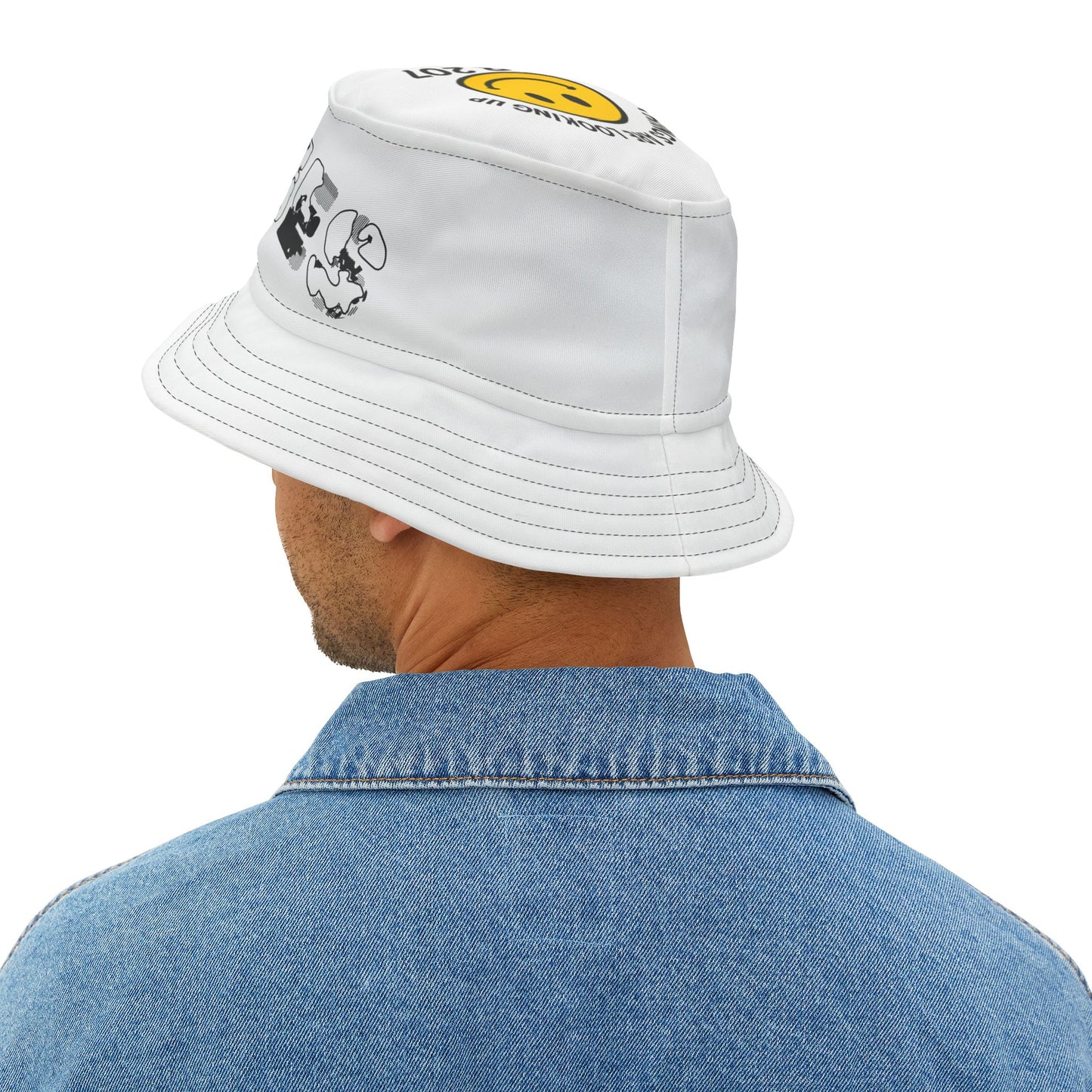 Stylish Bucket Hat, Beach Hat, Unisex Hat with print on front and top