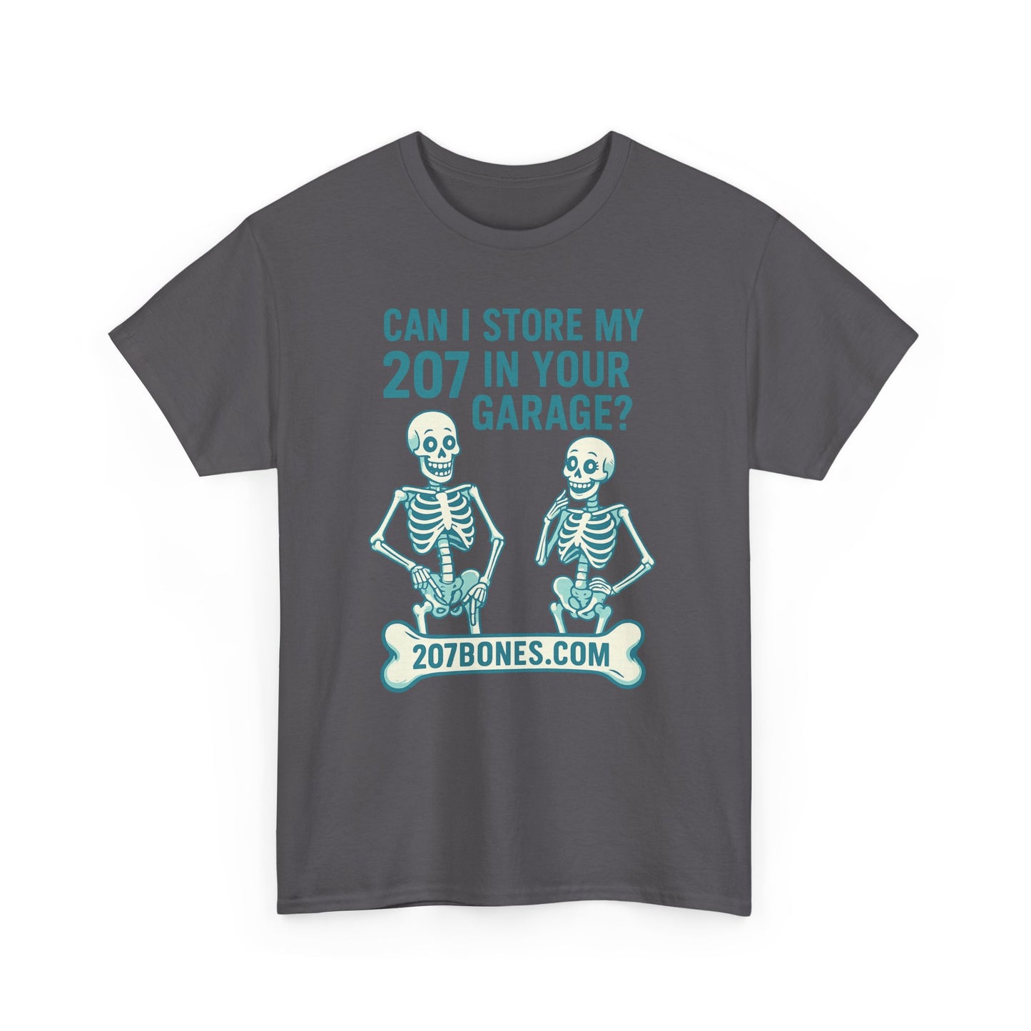 Funny Skeleton Tee, Unisex Heavy Cotton T-Shirt, Humor Shirt, Halloween Costume, Gift for Friends, 207 Bones Garage Design