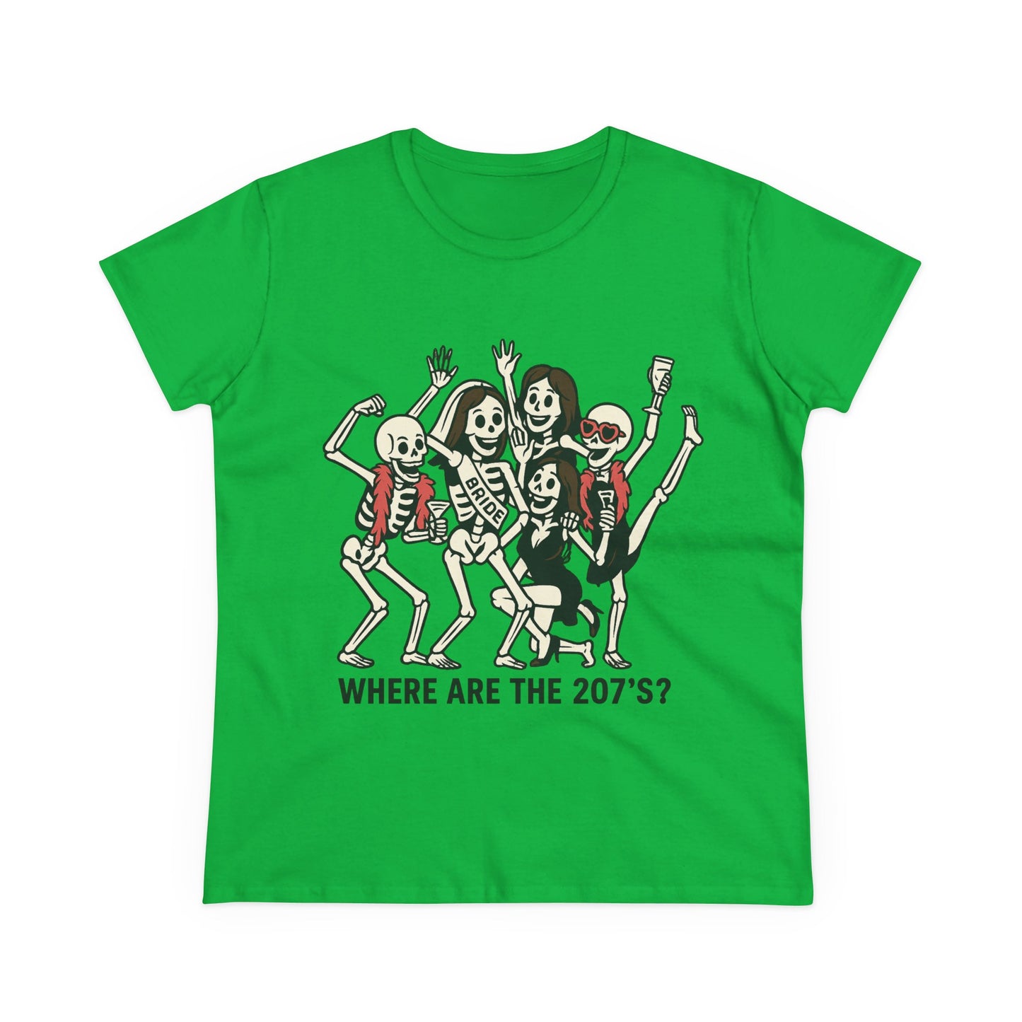 Skeleton Party Women's Tee - Spooky Fun T-Shirt for Halloween, Casual Wear, Gift for Friends, Party Outfit, 207'S Theme
