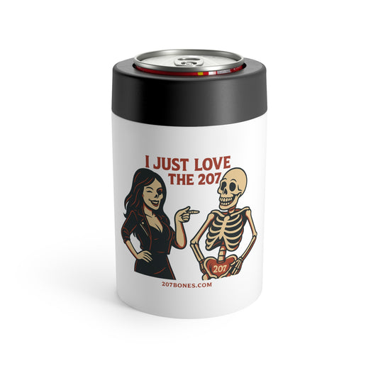 Spooky Love Can Holder, Halloween Party Favors, Skeleton Design Cooler, Unique Gift for Him, Fun Beverage Insulator, 207 Bones Merch